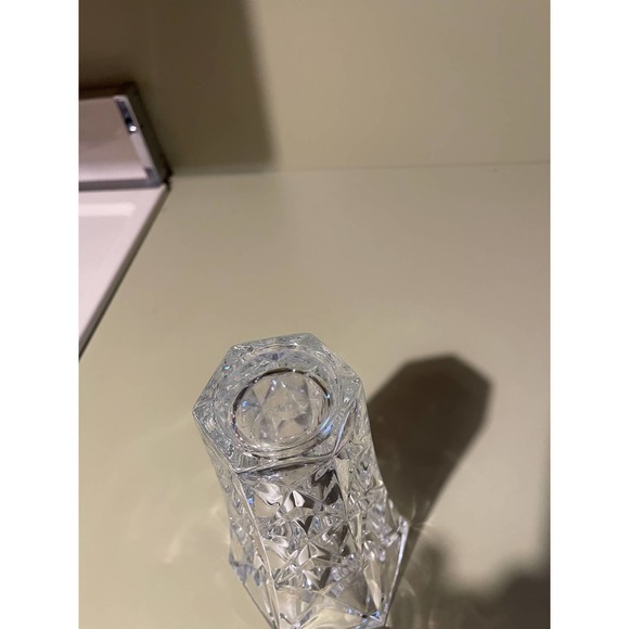 Vintage Approx. 10" Lead Crystal Flower Hexagonal Vase - Picture 7 of 10